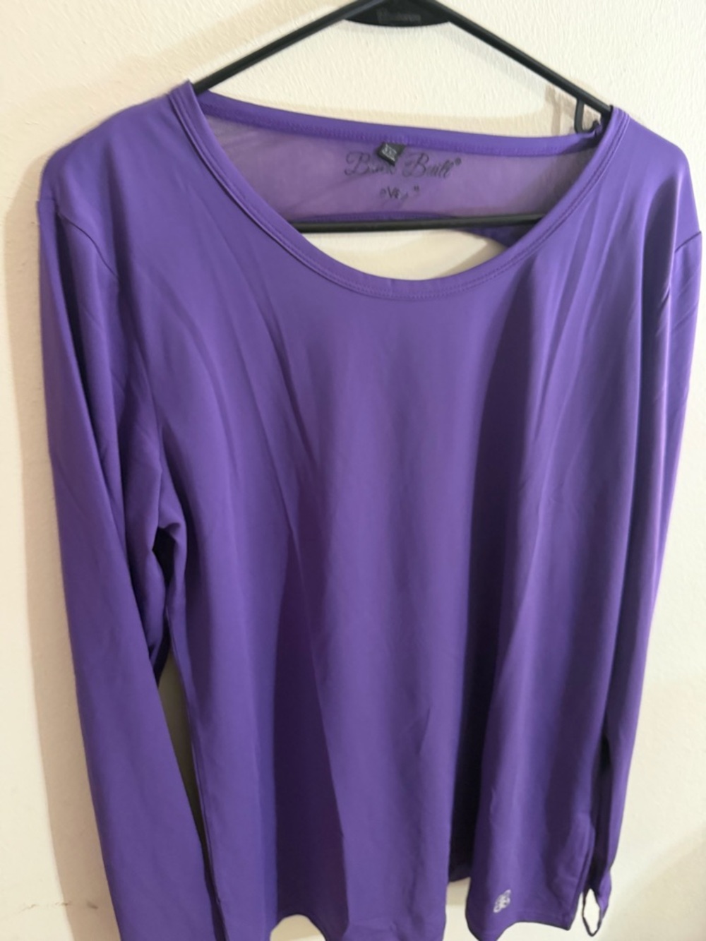 Brick Built Evan Purple Scoop Cut Out Back Long Sleeve Top